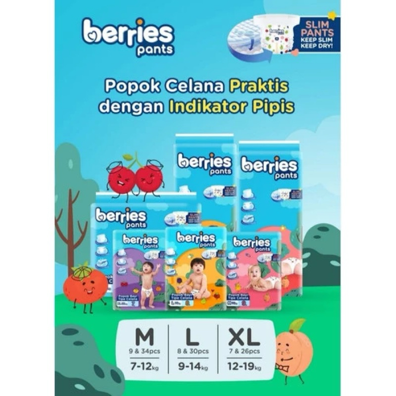 Berries Pants Popok Bayi/Pampers Ukuran M/L/XL