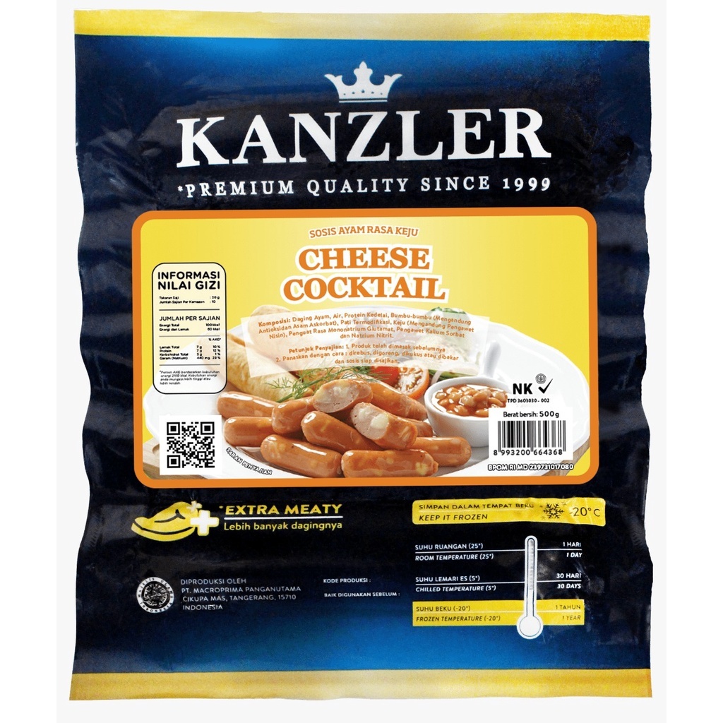 

Kanzler Cheese Cocktail Sausage 500gr
