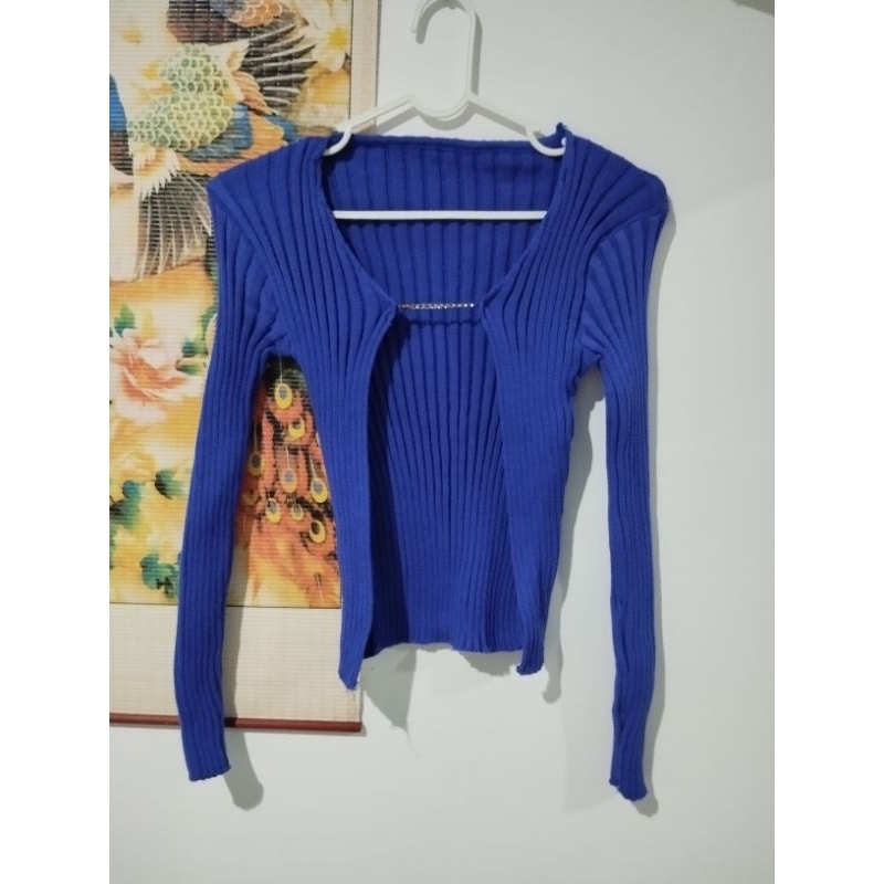 [Preloved] Outer Rajut Biru Elektrik