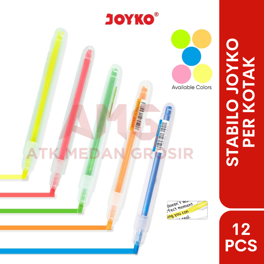 

12 PCS STABILO JOYKO HIGHLIGHTER PENANDA PER KOTAK