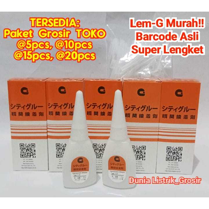 

PAKET HEMAT / GROSIR KHUSUS TOKO & SALESMAN Tersedia Per 5 Pcs / Per 10 Pcs / Per 15 Pcs/ Per 20 Pcs Lem G Serbaguna Lem Korea Lem G Barcode, Grosir Murah!!!