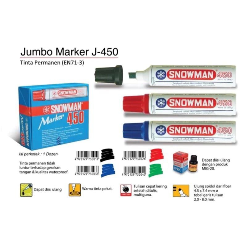 

Spidol Snowman Permanen Permanent BESAR JUMBO HITAM BIRU MERAH 450