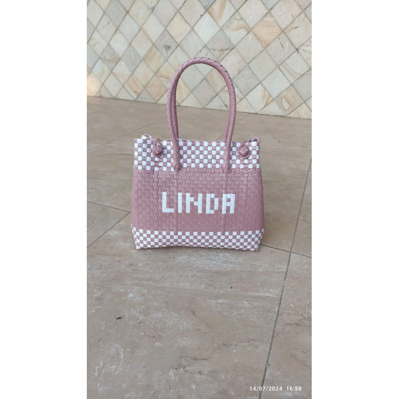 TAS ANYAMAN PLASTIK JALI-JALI REQUEST NAMA