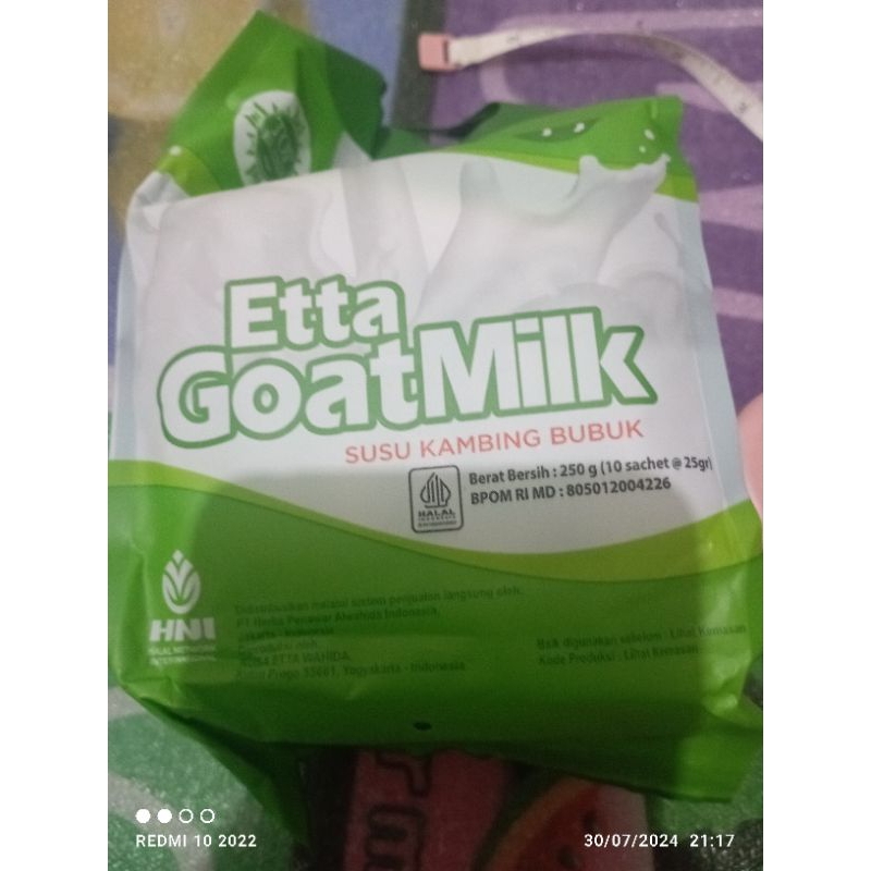 

Etta Goat milk/susu kambing HNI isi 10 sachet