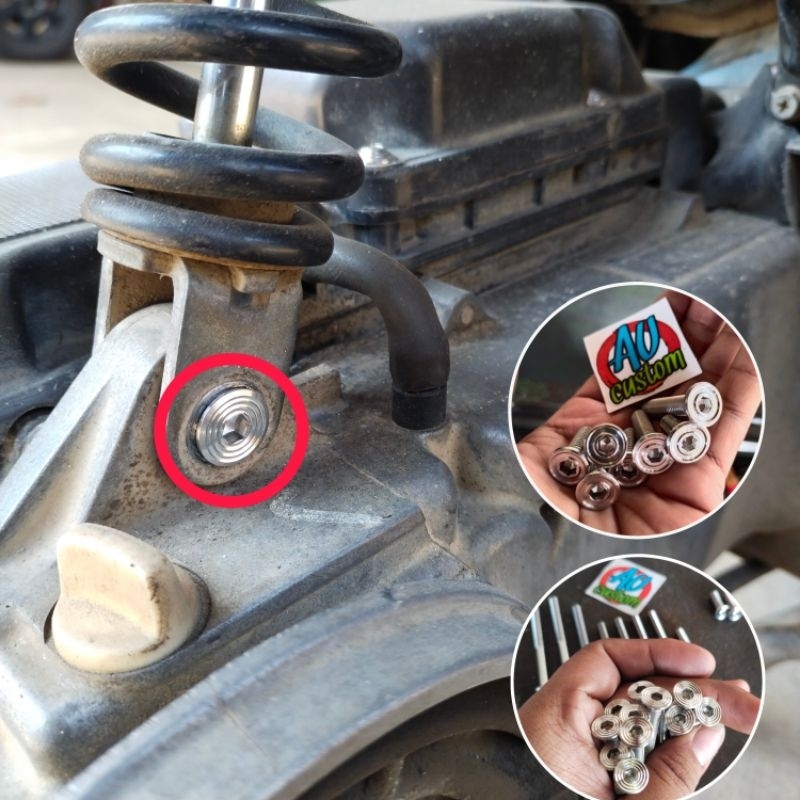 Baut slim stainless shock belakang mio handmade