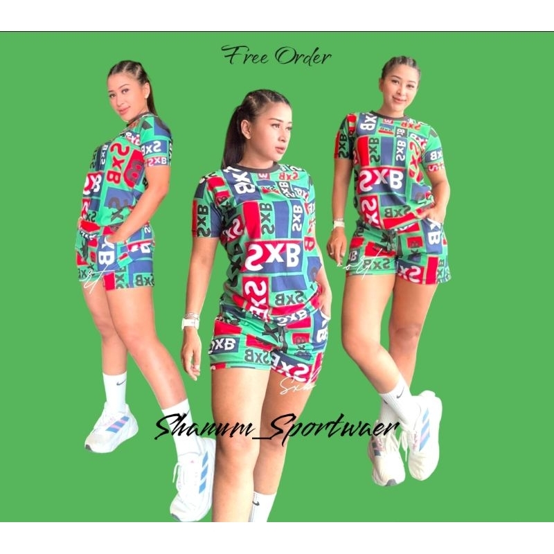 SETELAN OLAHRAGA SENAM WANITA AEROBIC MURAH BERKUALITAS SXB SPORT WOMENS KOAS SHORT SLEEVE CELANA PE