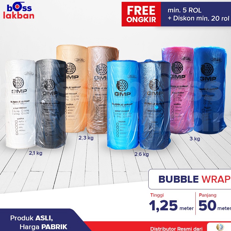 

Best Product Bubble Wrap GMP 125 cm x 5 meter Hitam Bening Merah Biru