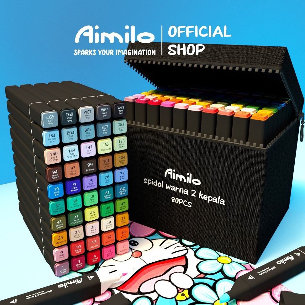 

Serbuu READY Aimilo Spidol Warna Warni 1 Set Sketch Marker 2 Tip Touch Marker 4868 Warna