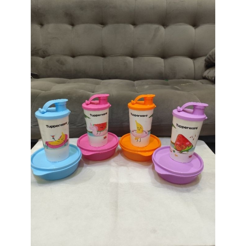 Bekal makan minum anak Tupperware Happy day set Tumbler 330ml Junior Modular Bowl 300ml