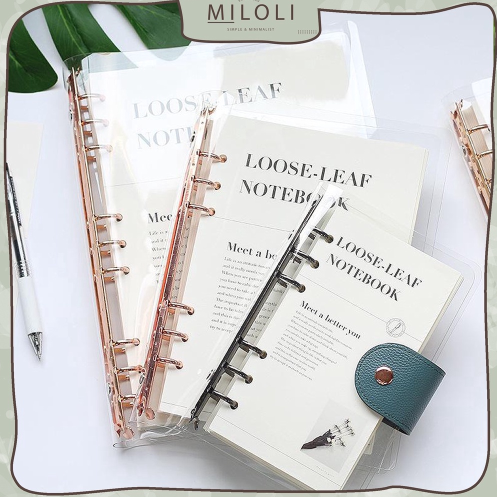 

Pilih Ini MILOLI Elegant Binder A5 Binder A6 Transparan Binder with Clip Note Book Loose Leaf Rose Gold Binder E36