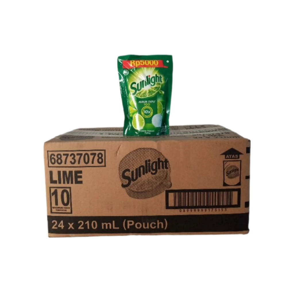 Sunlight Jeruk Nipis Sabun Cuci Piring 210ml (1 Karton/24 Pcs)