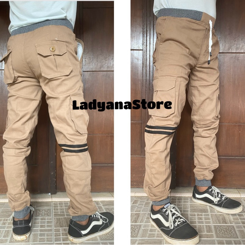 Celana Rib Rip Cargo Kargo Joger Jogger PDL Panjang Pria Cowo Laki2 Dewasa Katun Stretch Terbaru 202
