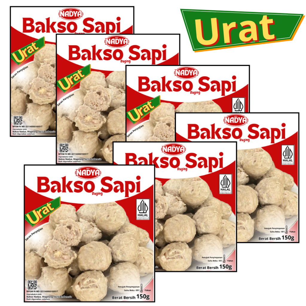 

6 PAKET BAKSO URAT SAPI NADYA PREMIUM 90% DAGING DENGAN BUMBU REMPAH PILIHAN HALAL & BPOM