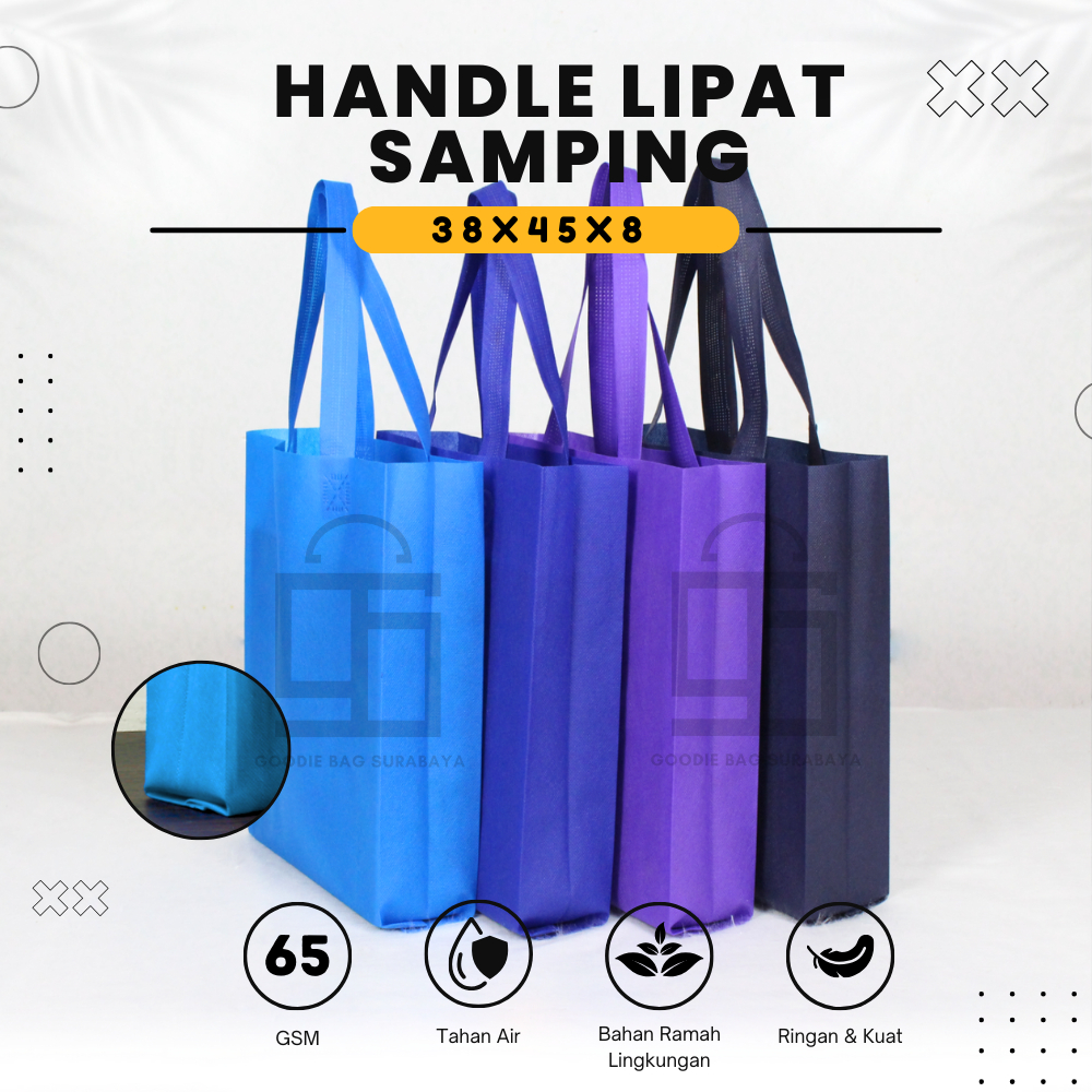 

HLS 65GSM Tas Spunbond Goodie Bag Model Tali 38x45 Souvenir Promosi Murah Polos