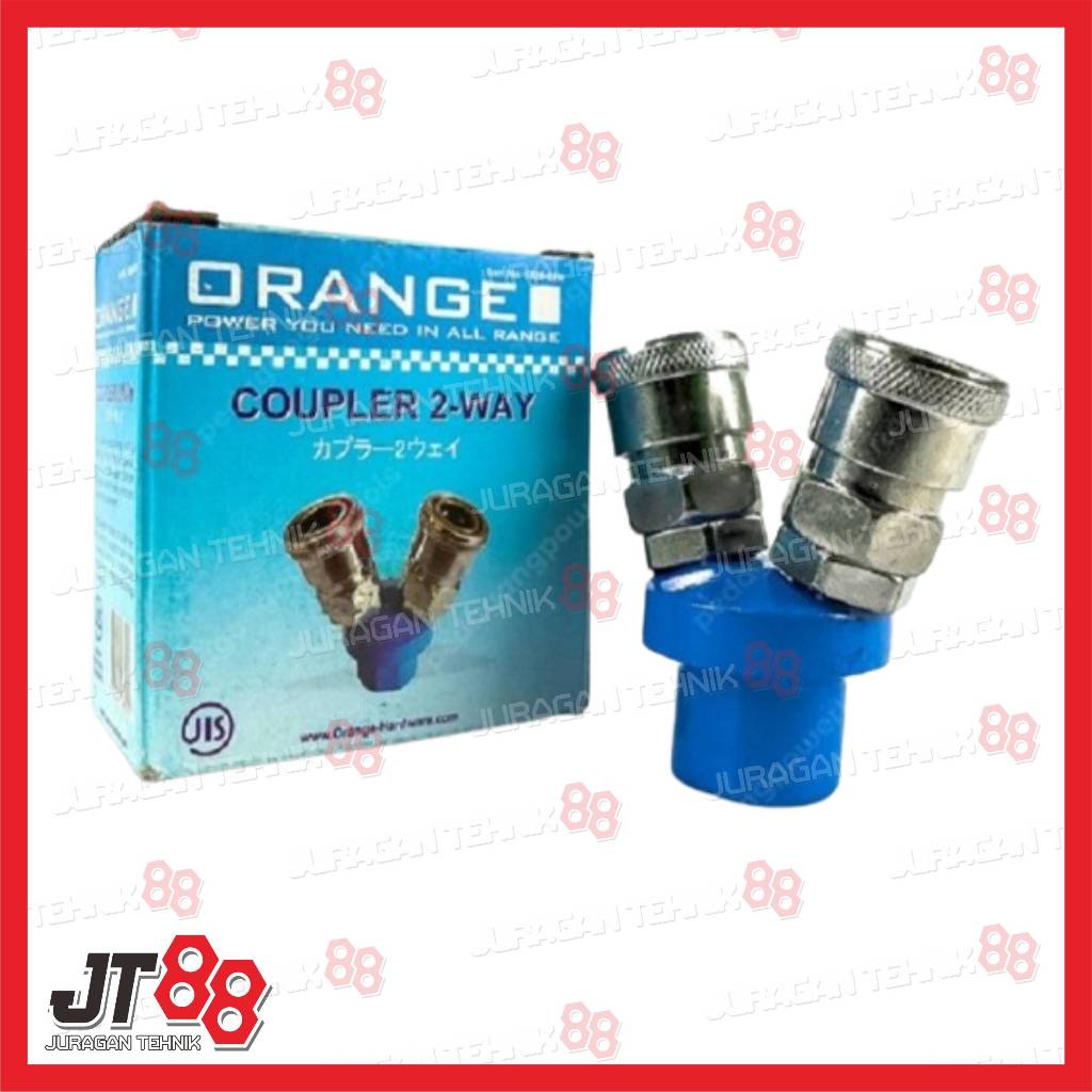 Quick Coupler 2 Way Orange Sambungan Selang Kompresor Cabang 2