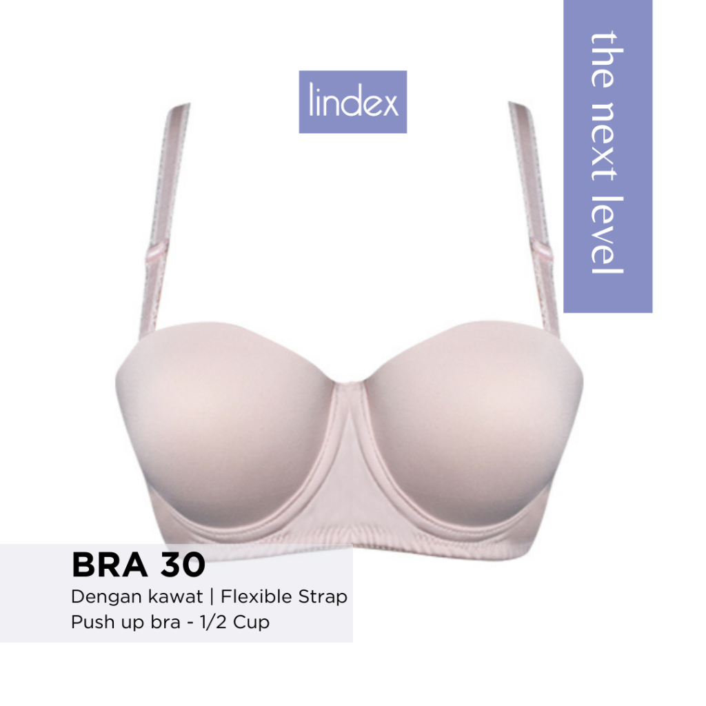 LINDEX - Bra Wanita Strapless Bisa Tali dan Tanpa Tali Kawat Model 1/2 Cup - 30