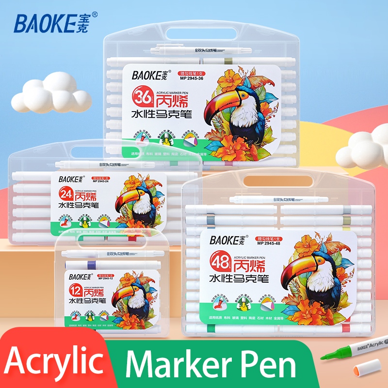

BAOKE Spidol Sketsa / Sketch Marker 12/24/36/48 Warna Dual Tip MP2945