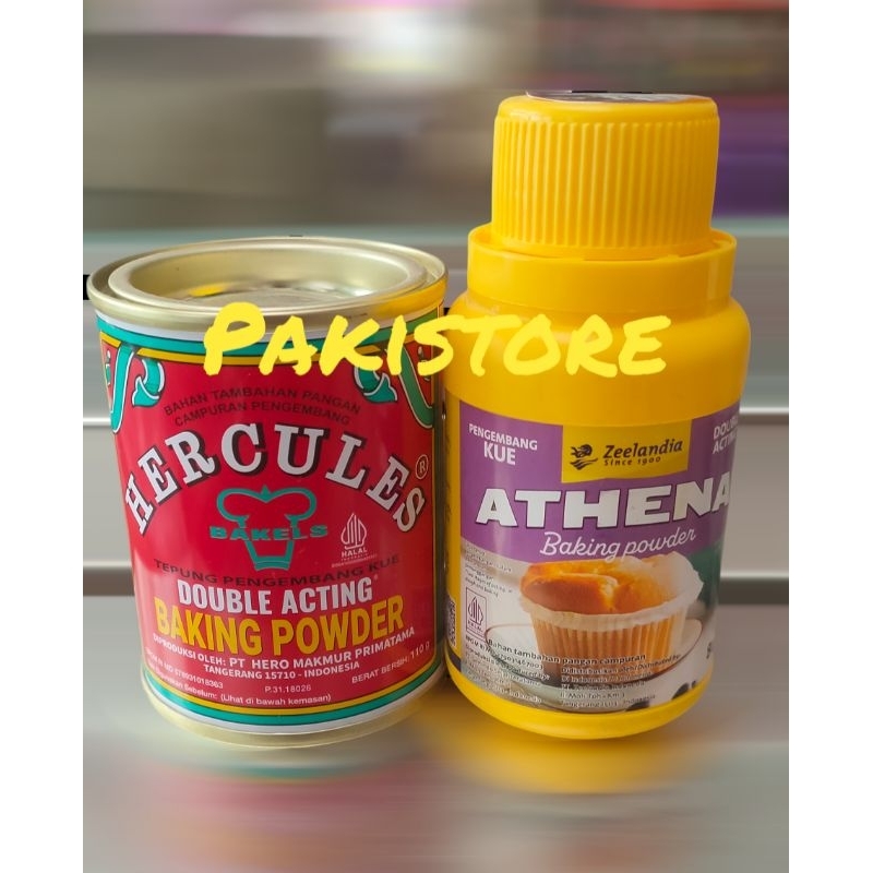 

Double Acting Baking Powder Pengembang Kue Hercules 110gr Athena 80gr Halal