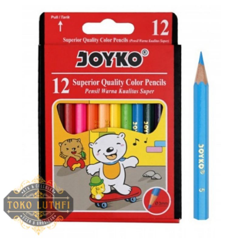 

PENSIL WARNA JOYKO 12 WARNA PENDEK (KEMASAN MERAH) WARNA LEBIH CERAH