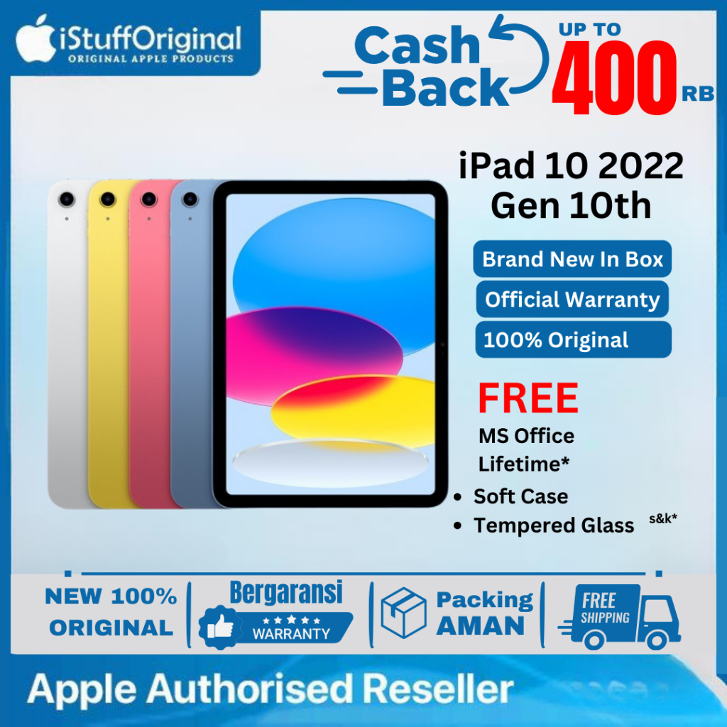 Ipad 10 2022 64GB 256GB 10th Gen 10.9" WIFI CELLULAR 5G Original Resmi