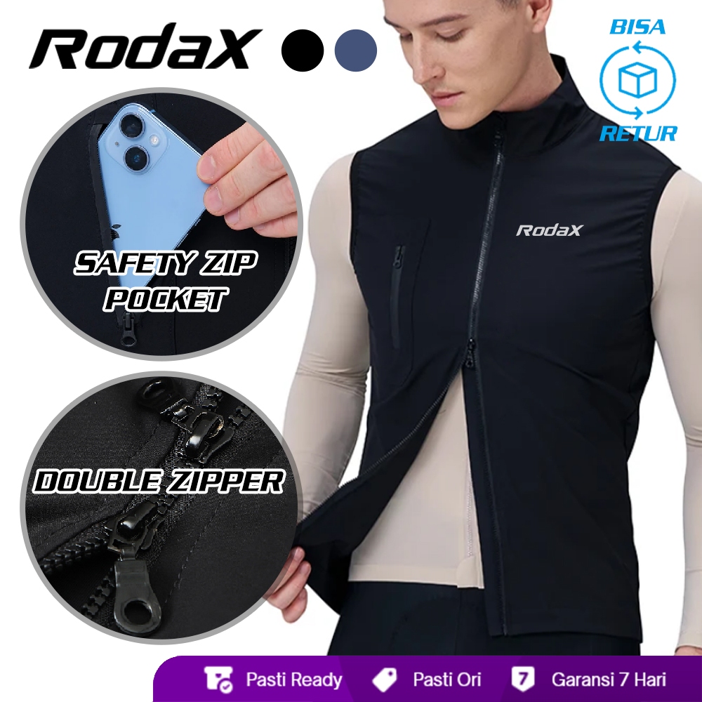RodaX Marshall Gilet Double Zipper Risleting Kepala Dobel 2-ways Zipper Ventilation Vest Sepeda Risl
