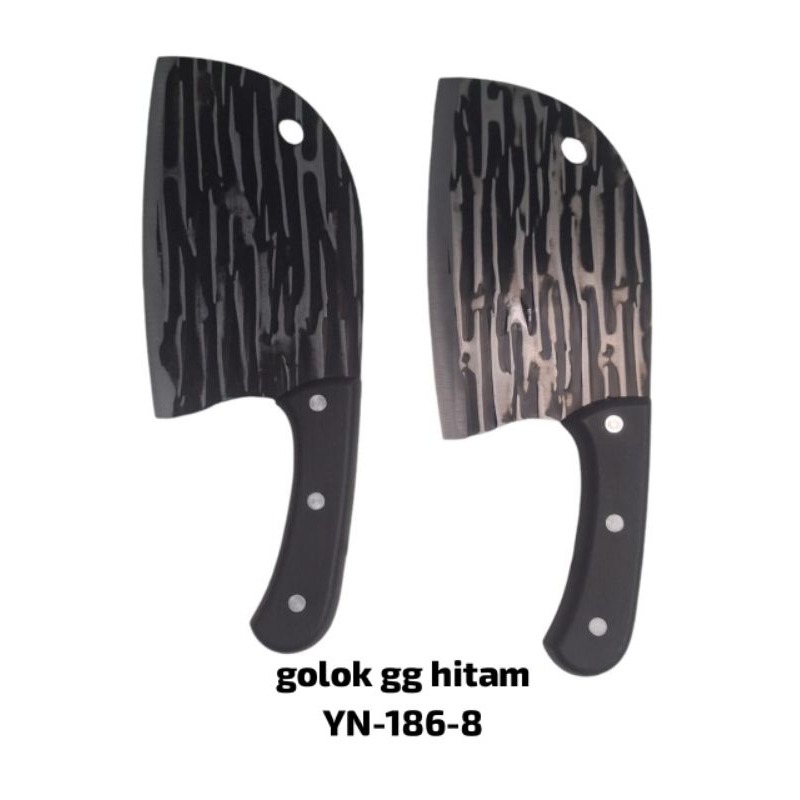 Pemotong Daging Gagang Hitam Motif YN 186-8 Potong Tulang Sapi Kambing