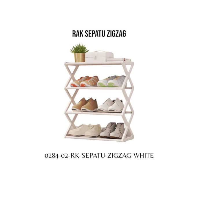Rak Sepatu Sendal Cross 4 Susun | Shape Shoe Rack Minimalis | Tempat Sandal Serbaguna/ Rak Sepatu Zi