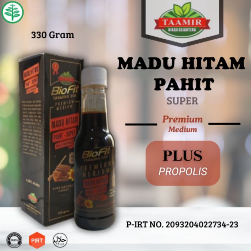 

madu Hitam pahit plus Propolis - madu biofit /premium/330 gram/100% madu asli