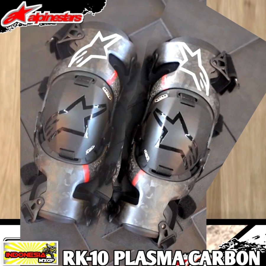 ALPINESTARS RK-10 PLASMA CARBON - KNEE BRACE GUARD PROTECTOR - DEKER LUTUT - PELINDUNG KAKI SET ADVE