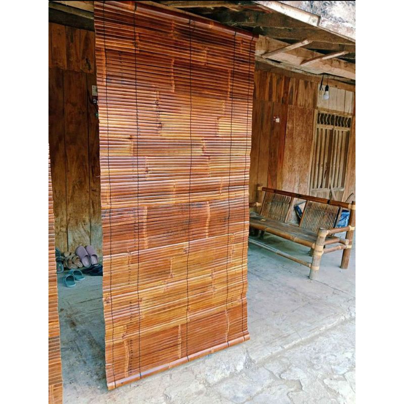 Tirai / Kerai Bambu Hitam Wulung Kerai Jendela Teras Outdoor Ukuran 1m x 2m