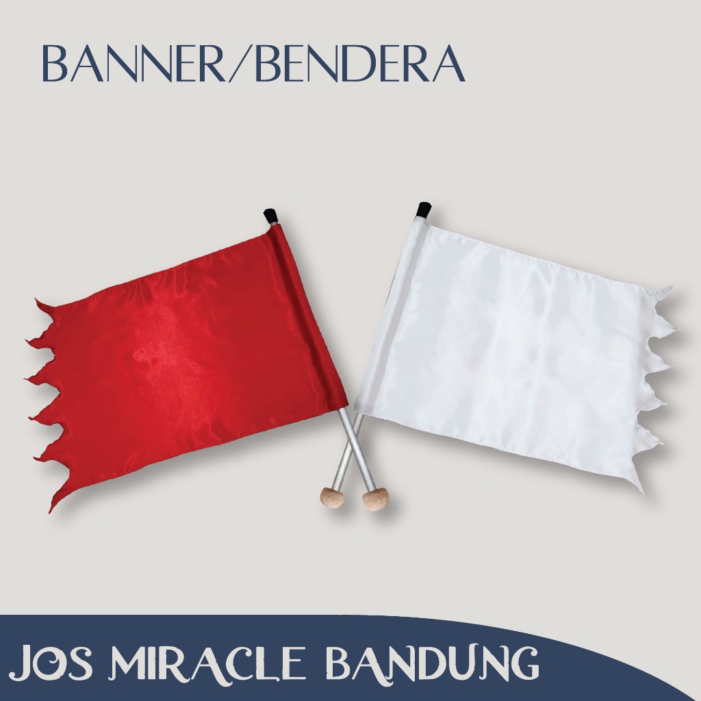Gereja - Flag Banner (Bendera Polos - Anak & Remaja - Bandul Kayu) - Satin - Miracle - JMB