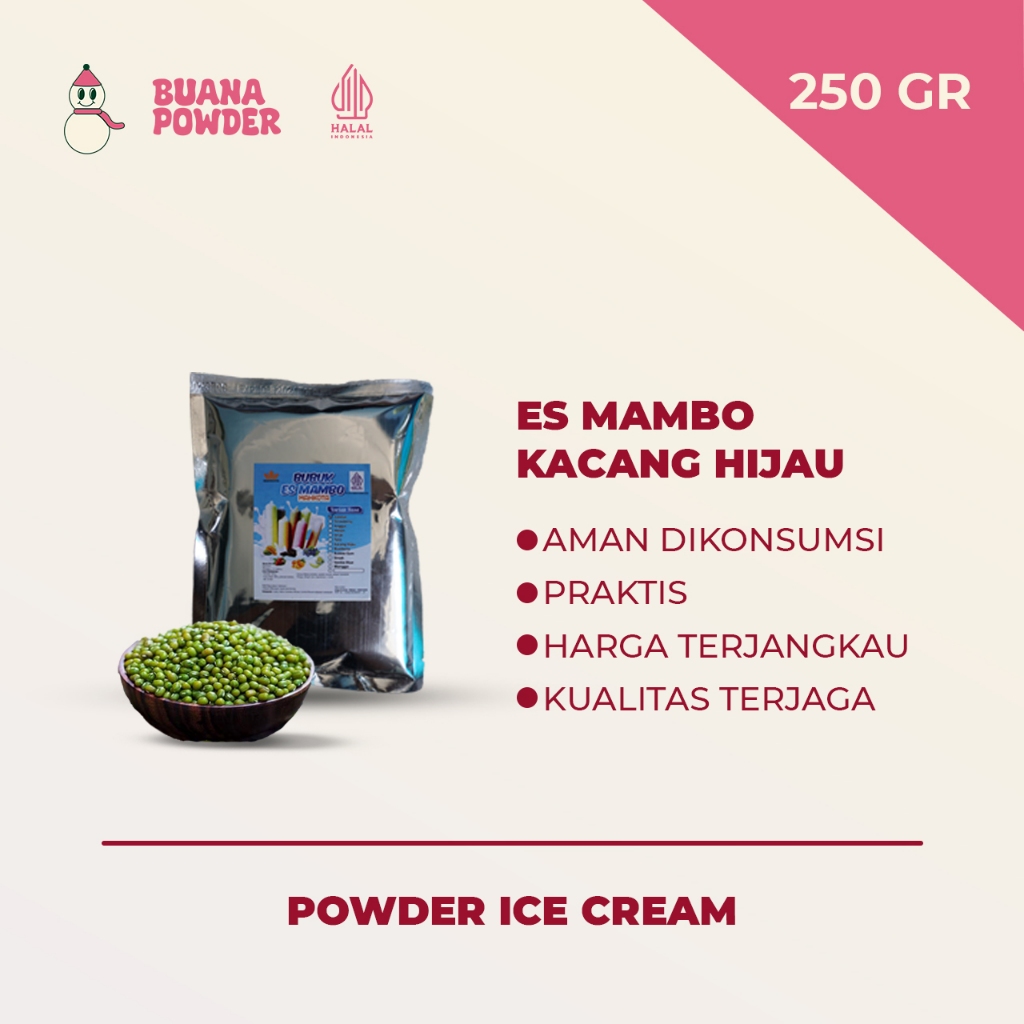 

BUANAPOWDER - BUBUK ES MAMBO KACANG HIJAU / ES LILIN MAHKOTA 250 gr