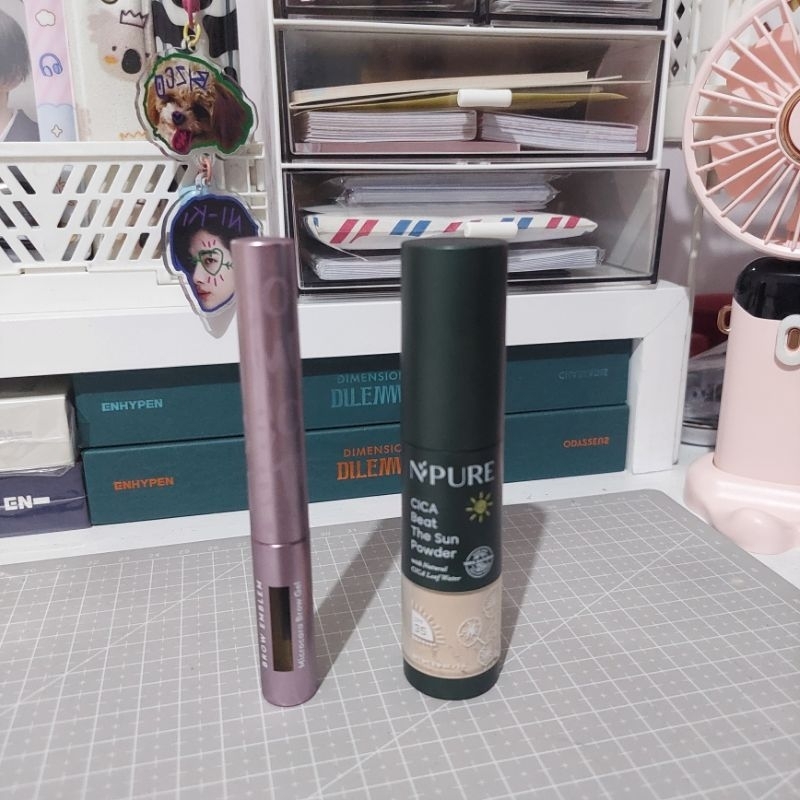 [preloved booked] somethinc brow gel clear npure sun powder