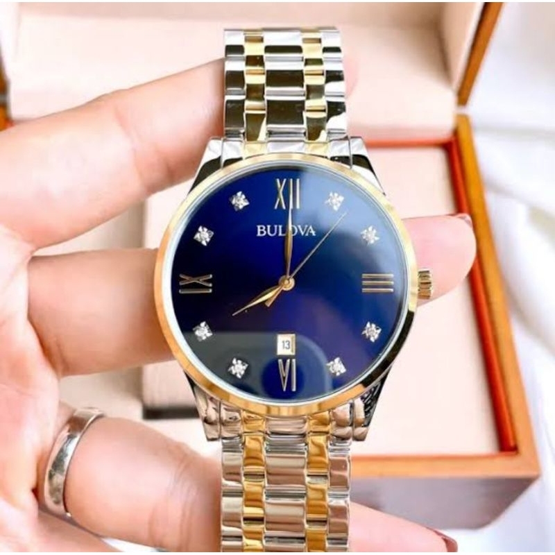 Bulova 98D130 - Jam Tangan Pria - Silver Gold Biru - Original - Garansi Resmi