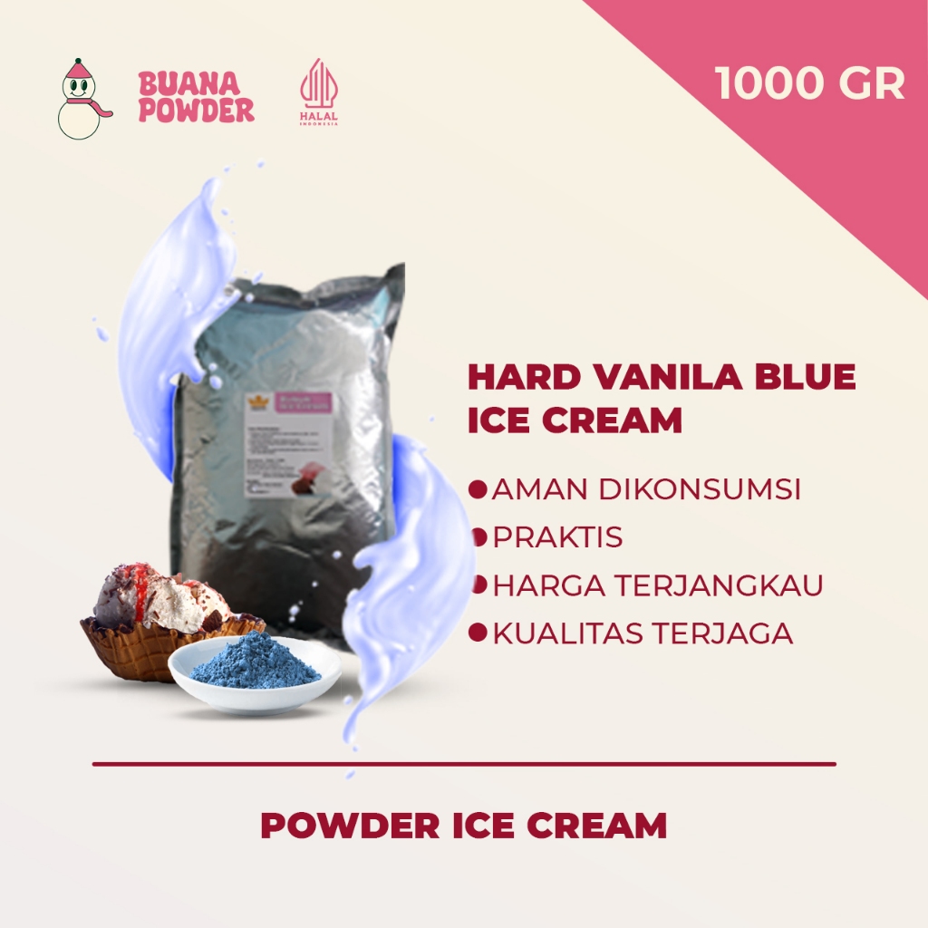 

BUANAPOWDER - BUBUK ES KRIM MURAH RASA VANILA BLUE 1000 gr / HARD VANILA BLUE ICE CREAM POWDER