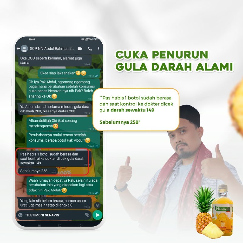 

GFD NENAVIN - CUKA Nanas Asli 300ML - Lawan Diabetes - Gula Darah - Asam Urat - HALAL BPOM - COD