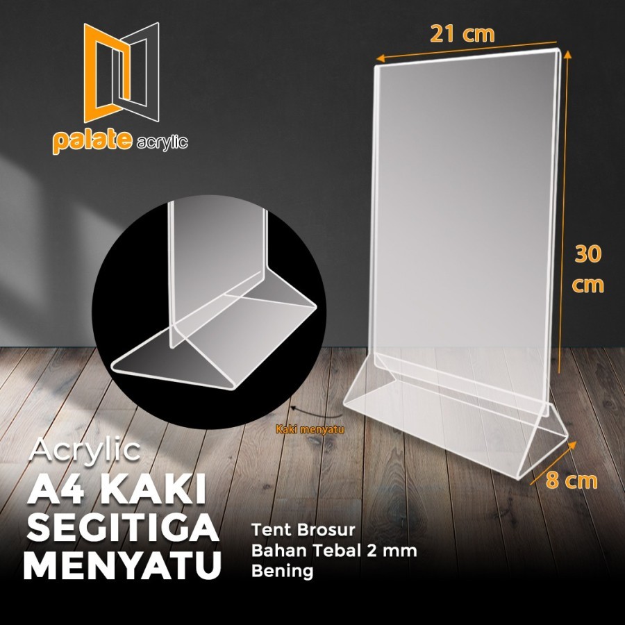 

Acrylic Tent brosur Kaki Segitiga Menyatu/Tent holder tebal 2mm