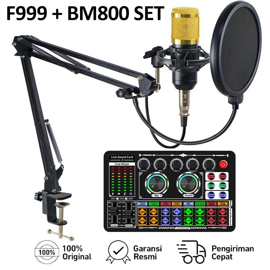 TMN - PAKET LENGKAP SOUNDCARD F999 + MIC BM 800 FULL SET KOMPLIT