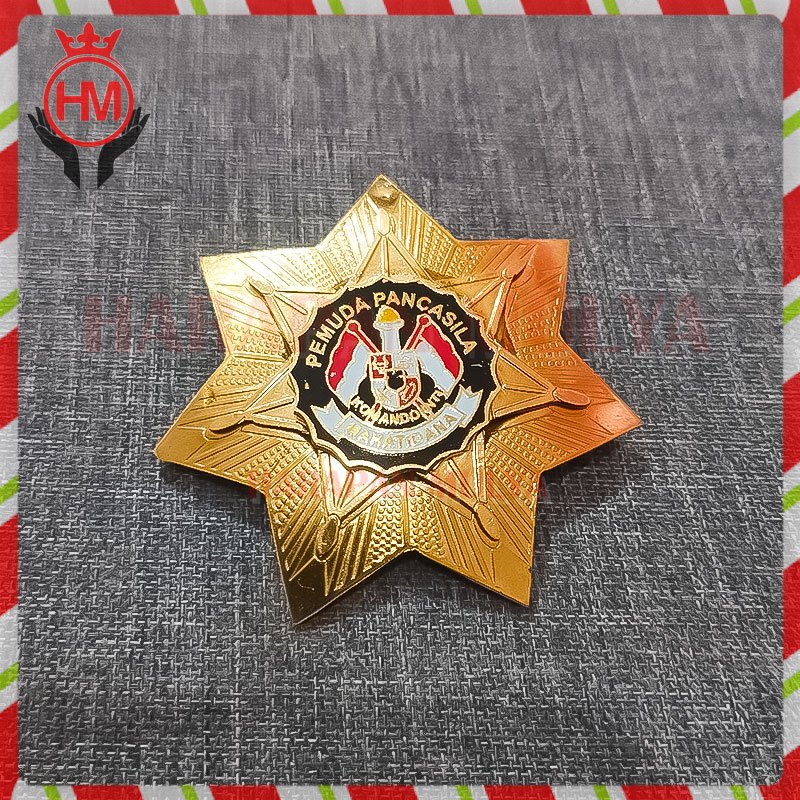 Bros Model Bintang Logo Pemuda Pancasila Pin Bros PP Model Bintang Pin Logo Pemuda Pancasila - Harap