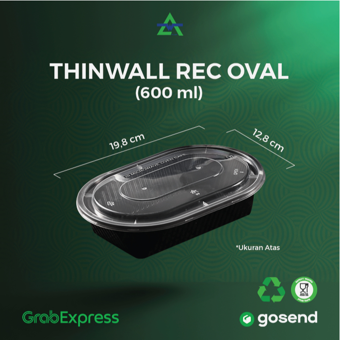 Isi 25pcs Thinwall 600ml - Thinwall Rec Oval 600ml