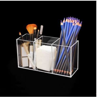 

KOTAK PENSIL Akrilik Box Sebaguna 3 SLOT | Tempat make up / Tempat Pensil