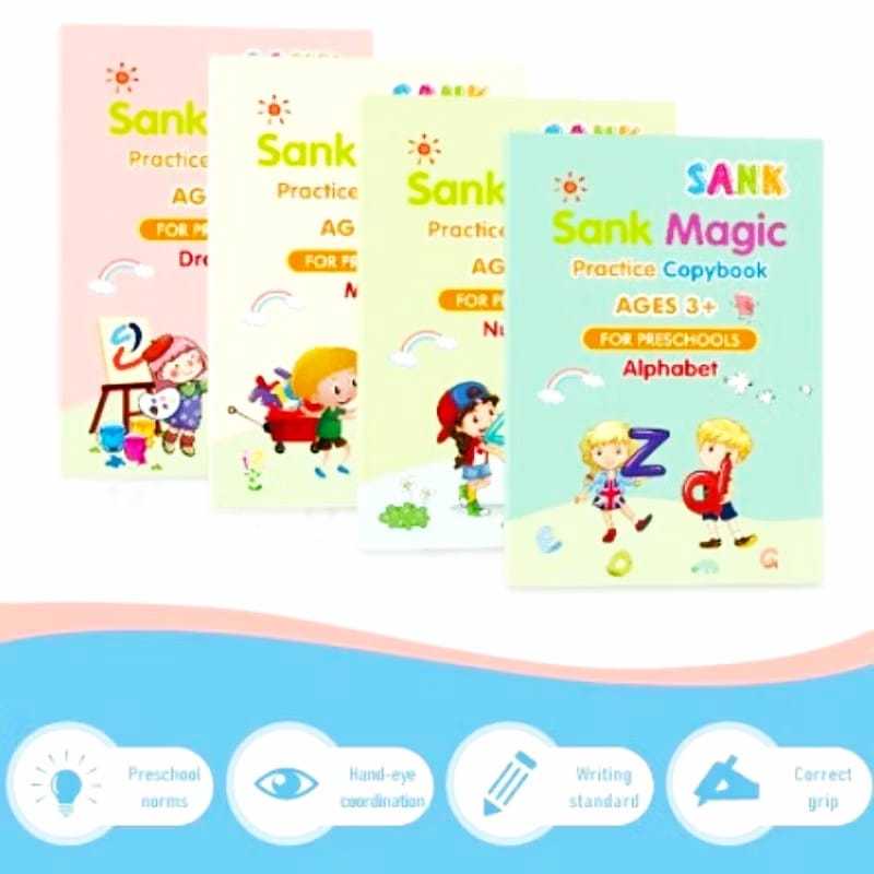 

(BTGS) Buku Ajaib Belajar Menulis Anak / Sank Magic Practice Writing Book 1 SET Isi 4 Buku + Pulpen