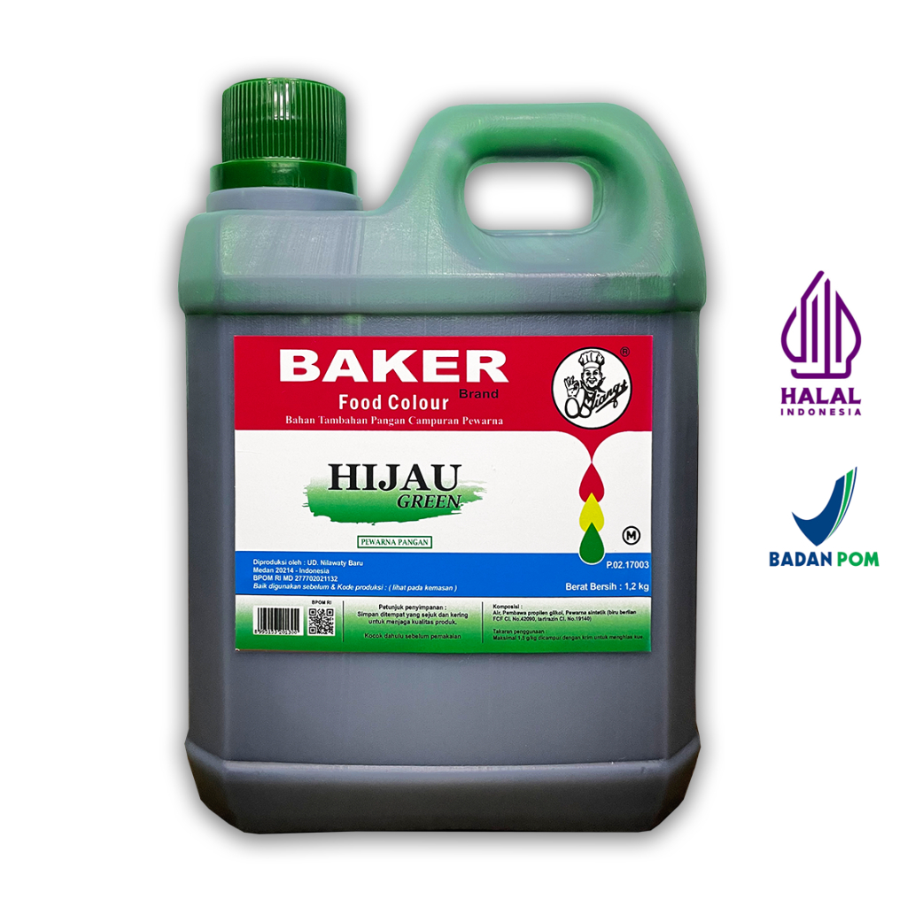 

Pewarna makanan / cream kue / bahan kue Green Hijau - BAKER MS ( 1200g ) Halal