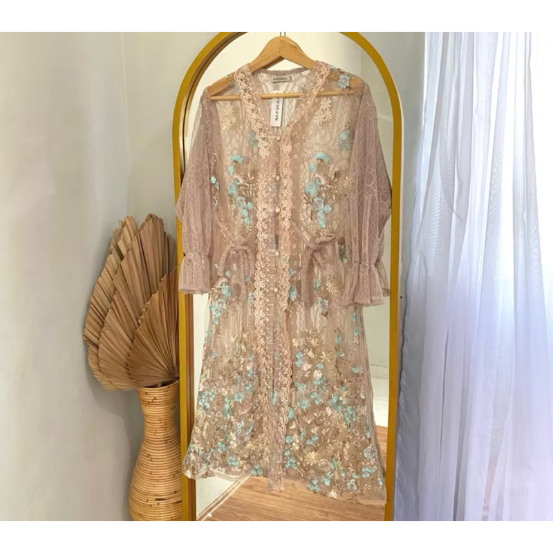 Rental dress kondangan pesta formal set chino’s flower dress in baby pink dress chino set dengan inn