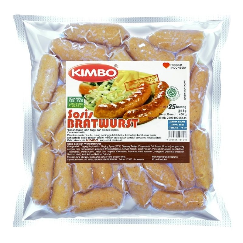 

KIMBO SOSIS BRATWURST BEEF COCKTAIL 450 GRAM ISI 25 PCS