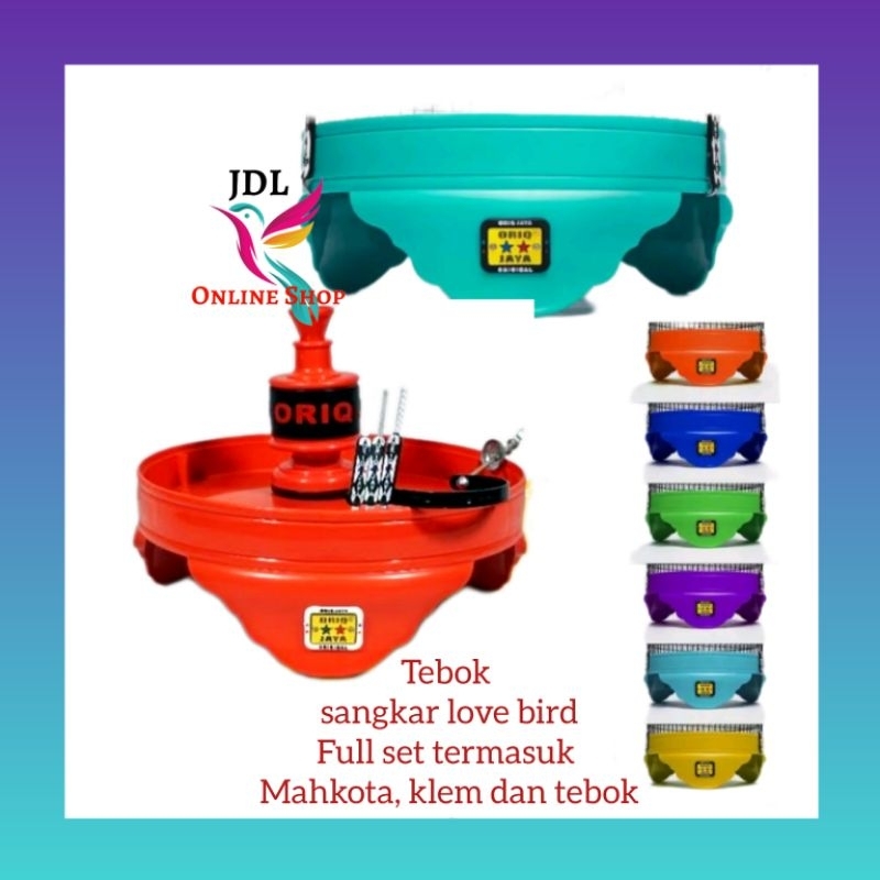 TEBOK PVC ORIQ JAYA FULLSET PLUS GANTUNGAN PION KARET KLEM UNTUK SANGKAR LOVEBIRD