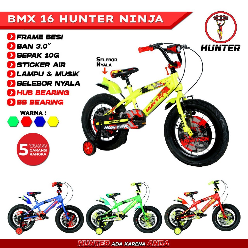 Bazar Sepeda - SEPEDA ANAK COWOK BMX 16 INCH HUNTER NEW NINJA BAN 3.0
