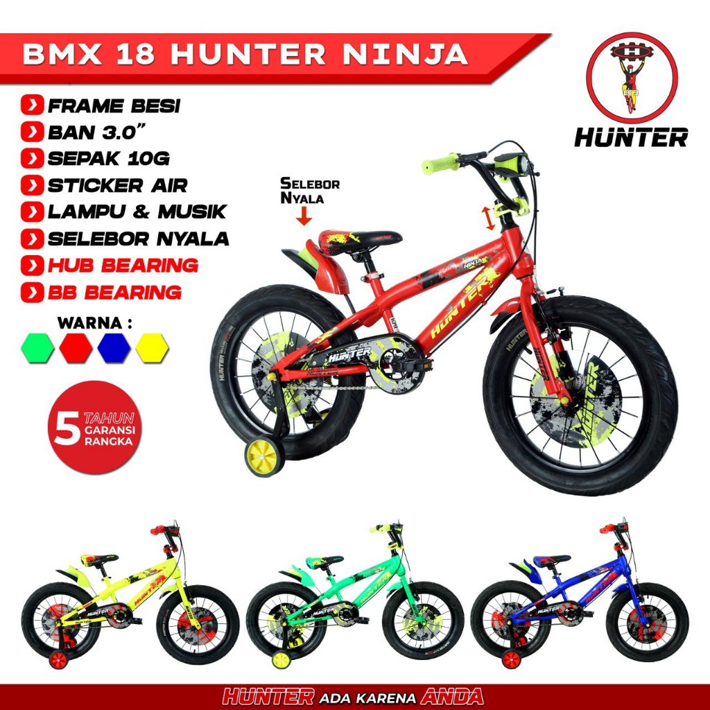 Bazar Sepeda - SEPEDA ANAK COWOK BMX 18 INCH HUNTER NEW NINJA BAN 3.0