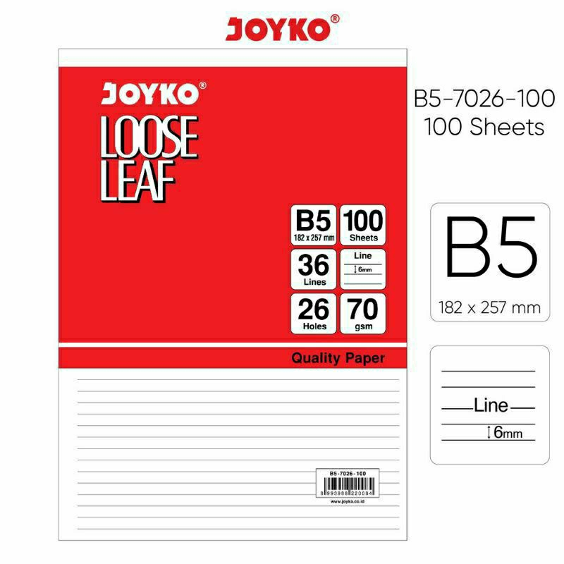 

Loose leaf JOYKO B5 100(ukuran folio)