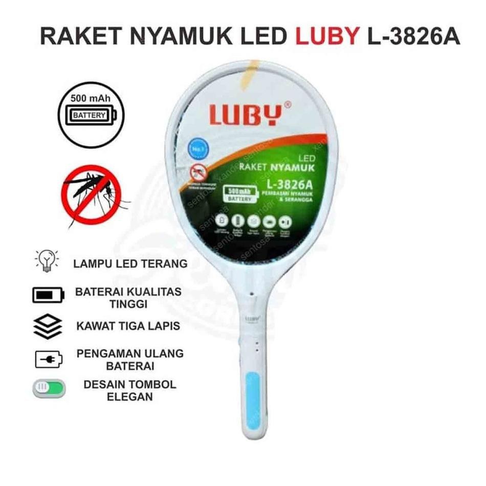 Luby / Mitsui Cas (62)  Raket Nyamuk L-3826 Raket Listrik Teplokan Nyamuk Anti Nyamuk 1 Pcs